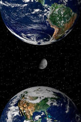 Wall Mural - earth and moon in space