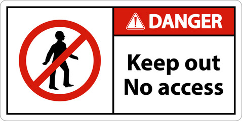 Wall Mural - Danger Keep Out No Access Sign On White Background