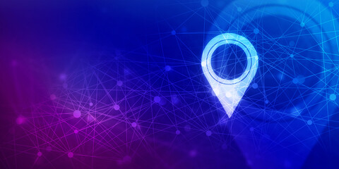 Fototapete - 2d rendering Red map pointer
