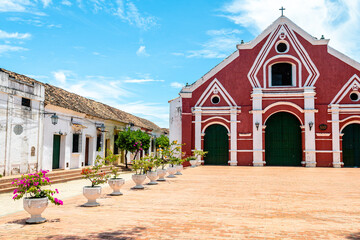 Wall Mural - street view of santa cruz de mompox colonial town in colombia