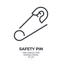 Canvas Print - safety pin editable stroke outline icon isolated on white background flat vector illustration. pixel
