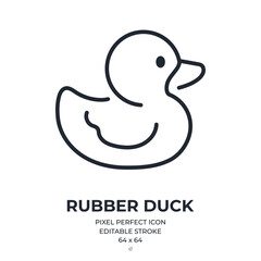 Wall Mural - rubber duck editable stroke outline icon isolated on white background flat vector illustration. pixe
