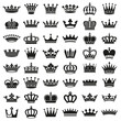 Medieval royal crown queen monarch king lord silhouette icons set vector isolated illustration.