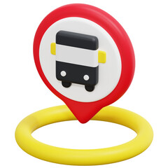 Sticker - bus stop 3d render icon illustration