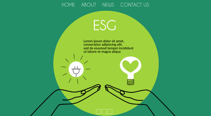 Wall Mural - ESG concept. Business banner, landing page. Caring for the environment, the ecological principle of company management. Vector illustration in flat style, web page