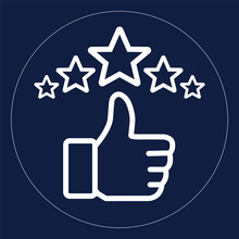 Thumbs up 5 stars icon perfect for reviews and as a Instagram Story icon.