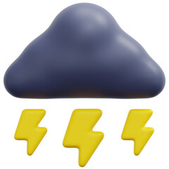 Sticker - thunderstorm 3d render icon illustration