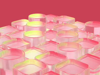Aufkleber - 3D rendered illustration of transparent objects. Composition with glass elements. Visualization for abstraction and assembly.