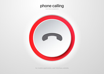 Poster - 3D push phone button icon, incoming call, calling, mobile, voice talk, contact symbol. Reject call. Social media sign for website, mobile app, UI, UX, GUI.