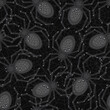 © OA_Creation - Seamless pattern with lots of spiders made of metallic black chain, thin spiderweb behind. Gothic gloomy decoration for Halloween holiday. Random chaotic composition.