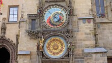 Astronomical Clock In Prague, Czech Republic. Travel And Sights Of City Breaks. Landmarks, Travel Guide And Postcard