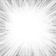 Poster - Halftone radial texture. Comic style grain background. Pop art faded textured frame. Grunge speckle effect. Dotted particles print wallpaper. Pixelated gradient backdrop