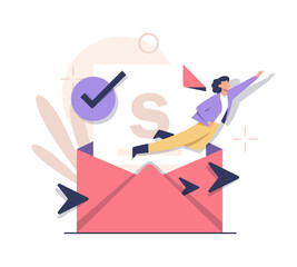 Poster - Email and messaging,Email marketing campaign,Working process, New email message,flat design icon vector illustration