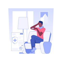 Poster - Paid sick leave isolated concept vector illustration. Man with a cold on sick leave, business etiquette, corporate culture, company rules, employee benefit, check temperature vector concept.