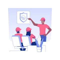 Poster - Occupational safety training isolated concept vector illustration. Professional engineer deals with safety training, corporate business, office lifestyle, lesson for employees vector concept.