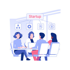 Poster - Startup accelerator isolated concept vector illustration. Group of diverse people engaged in startup funding for new project, find a mentor, business incubator, raising money vector concept.
