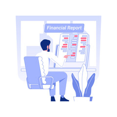 Poster - Financial reports isolated concept vector illustration. Businessman looking at financial reports, online teamwork organization, company documentation, corporate paperwork vector concept.