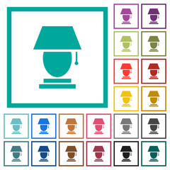 Sticker - Table lamp flat color icons with quadrant frames