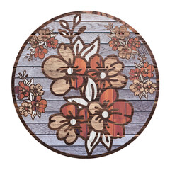 Wall Mural - Flowers illustration, wooden texture. laser cut, paper cut temolate.