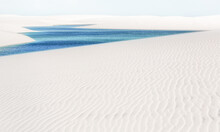 White Sand Dunes Of Lencois Maranhenses With Rain Water Pools