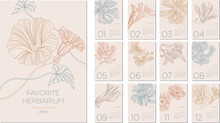 2023 Calendar Layout On A Botanical Theme. Calendar Design Concept With Flowers In Vintage Style. Set Of 12 Months 2023 Pages. Vector Illustration