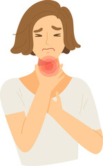  Young female having sore throat symptom.