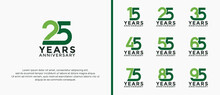 Set Of Anniversary Logotype Green Color On White Background For Celebration Moment