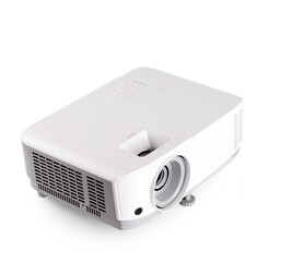 White multimedia projector isolated on white background