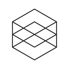 Poster - abstract line geometric sign in hexagon and triangle shapes. minimal logotypes collection. simple or