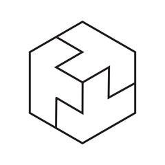 Poster - abstract line geometric sign in hexagon and triangle shapes. minimal logotypes collection. simple or