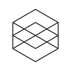Poster - abstract line geometric sign in hexagon and triangle shapes. minimal logotypes collection. simple or