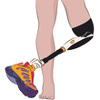 © NEITPIX - Orthopedic man legs. Orthopedic leg in crossed position.