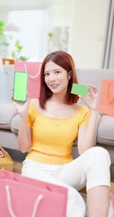 Sticker - woman with green screen mobile