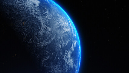 Wall Mural - Earth Rotate From Space, 3d Rendering of Globe, Sunrise From Space, Abstract Background