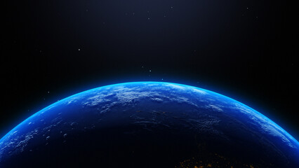 earth rotate from space, 3d rendering of globe, sunrise from space, abstract background