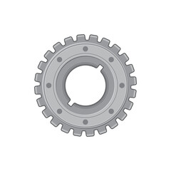 Wall Mural - Gear mechanism mechanical moving item isolated realistic icon. Vector metal engine transmission gearwheel, settings and function, engineering factory progress sign. Cogwheel vehicle spare part