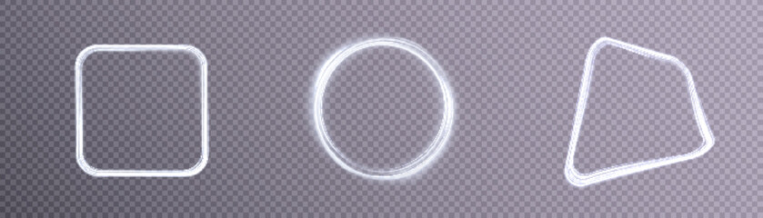 Leinwandbilder - Neon frame effect. Circle, Oval, Square. Vector PNG	
