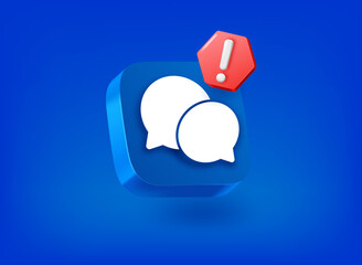 Aufkleber - Chat clouds icon with exclamation point pictogram. Vector 3d illustration