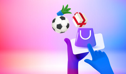 Poster - Making purchasing online concept. 3d vector banner with copy space