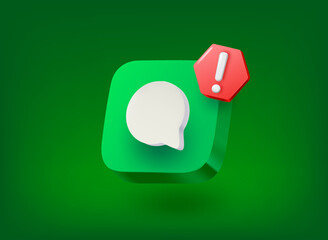 Aufkleber - Speech cloud icon with exclamation point pictogram. Vector 3d illustration