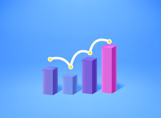 Poster - Growing business concept with column. 3d vector illustration