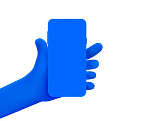 Poster - Hand holding modern mobile phone. 3d vector illustration isolated on white background