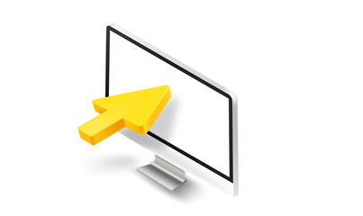 Poster - Pressing on a screen of modern computer. 3d vector icon