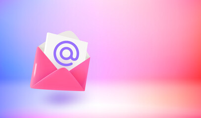 Poster - Mailing service concept. 3d vector illustration with holographic effect