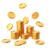 Fototapeta  - Golden coin. Coins stack. 3D element.