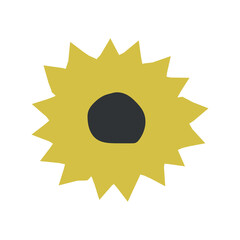 Wall Mural - Vector isolated fall illustration with botanical element - bright sunflower. Yellow symbol of autumn harvest. Decorative minimalistic object - flower on white background