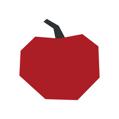 Wall Mural - Vector isolated illustration with botanical element - fresh big apple with black branch. Red vegetarian symbol of healthy food. Decorative minimalistic fruit on white background