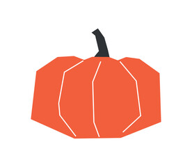 Wall Mural - Vector isolated illustration with botanical element - fresh big max pumpkin. Orange vegetarian symbol of autumn - squash. Decorative geometric halloween object - gourd on white background
