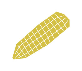 Wall Mural - Vector isolated illustration with botanical element - ear of corn. Yellow symbol of autumn - natural food with grains. Decorative minimalistic object - cereal on white background