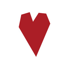 Wall Mural - Vector flat simplified Autumn illustration with isolated abstract red heart. Concept with hand drawn geometric shape on white background. Symbol of love for decotation Saint Valentines day